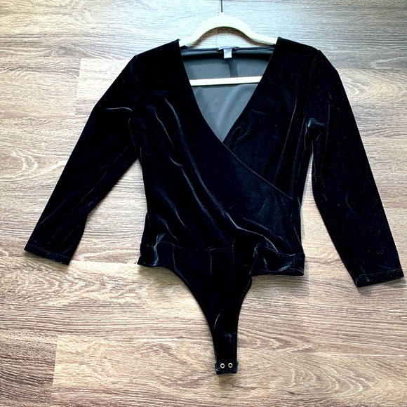 Velvet Wrap Top Body Suit - Picture 1 of 2